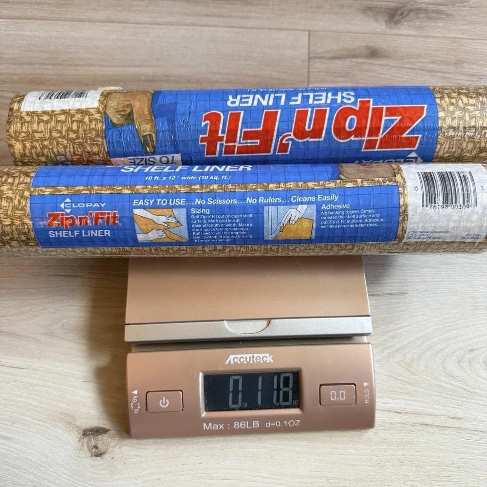Zip-N-Fit 10 Ft By 12 Inches Brown Adhesive, Ribbed Drawer Liner New 2 Packs